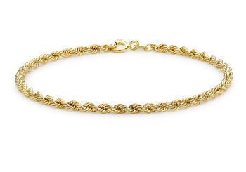 9ct Yellow Gold Hollow Rope Chain Bracelet, 3 of 6