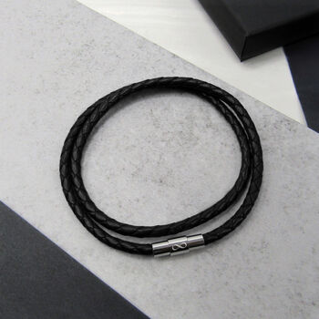 Men's Infinity Woven Leather Bracelet, 2 of 5