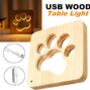 Cat Dog Paw Wood Carved LED Cute Night Light Lamp, thumbnail 7 of 8