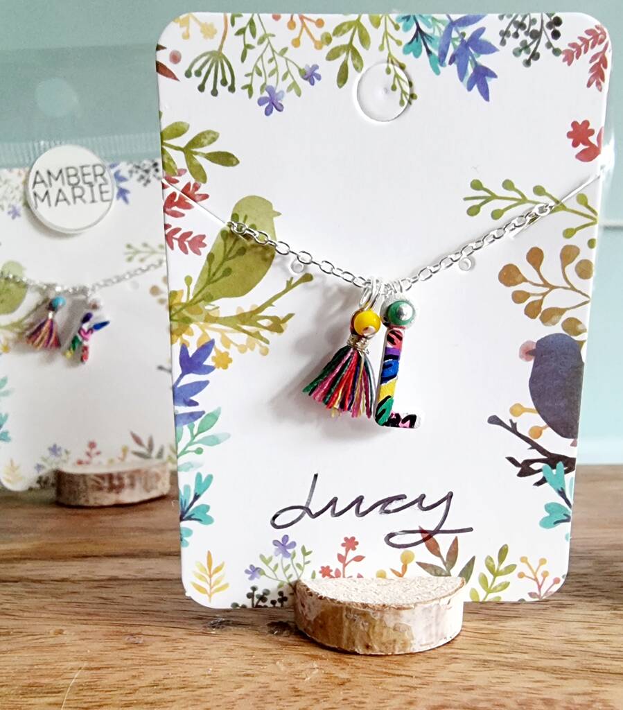 Colourful Mini Painted Initial Pendant Stand Up Gift, 1 of 11