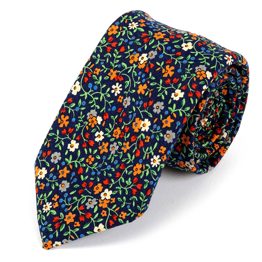 Blue Abena Multicoloured Floral Tie, 1 of 3