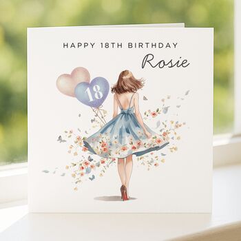 18th Birthday Card For Her Daughter In Blue Dress, 4 of 8