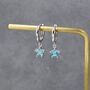 Sterling Silver Aqua Blue Cz Star Huggie Hoop Earrings, thumbnail 7 of 12