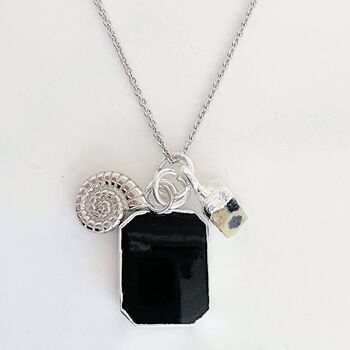 'The Trio' Black Onyx Sterling Silver Necklace, 2 of 10