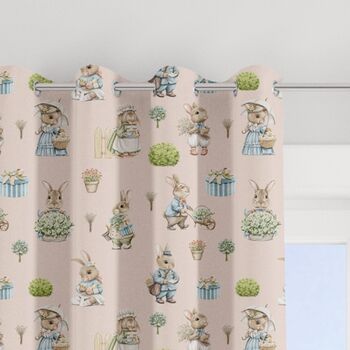 Bunny Family Blackout Lined Curtains, Blush Pink, 3 of 4