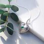 Heart Rays Green Onyx May Birthstone Sterling Silver Necklace, thumbnail 3 of 7