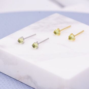 Genuine Green Peridot Tiny Stud Earrings, 4 of 11