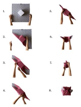 Fabric Gift Wrap Reusable Furoshiki Teal And Cherry, 7 of 7