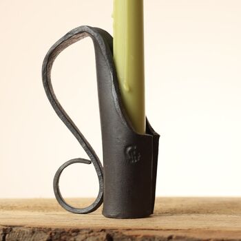 11th Anniversary Gift Hand Forged Steel Dinner Candle Holder, 2 of 10