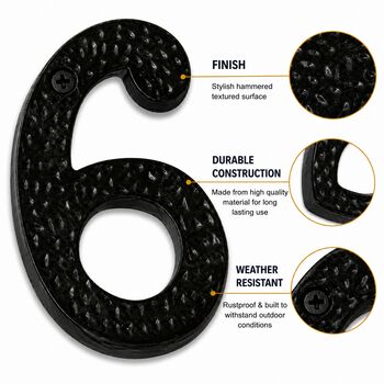 Black Brass Door Number Six Plaque, 2 of 8