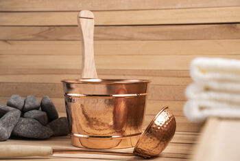 Handmade Solid Copper Sauna Bucket And Ladle Set, 7 of 7