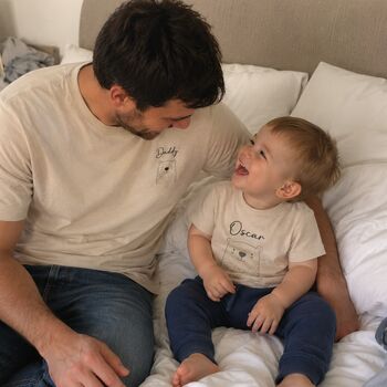 Personalised Father's Day Daddy And Me T Shirts Natural / Pink Bear, 4 of 4