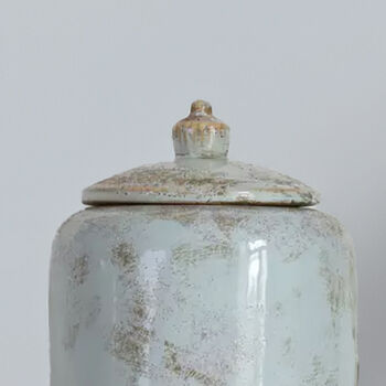 White And Turquoise Glazed Ginger Jar With Lid, 3 of 6