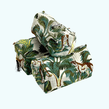 Wild Animal Print Cotton Washbag, Make Up Bag, Set Of Three, 6 of 6