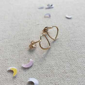 14k Gold Filled Love Heart Ear Stud Earrings, 2 of 8