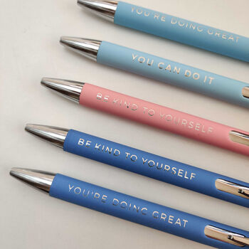 Encouraging Pen: 'Be Kind To Yourself' In Dusky Blue, 2 of 4