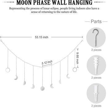 Moon Phase Garland With Chains Boho Wall Hanging, 10 of 12