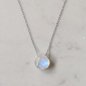 Moonstone Teardrop June Birthstone Necklace, Silver, 4 of 6