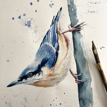 Inky Nuthatch Blank Greeting Card, 3 of 4