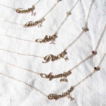 9ct Solid Gold Zodiac Star Sign Necklace, 5 of 12