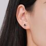 Sterling Silver Triangle And Black Marquise Cz Arrow Stud Earrings, thumbnail 3 of 12