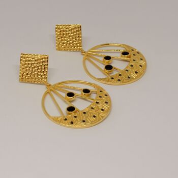 Black Onyx Gold Earrings, 5 of 7