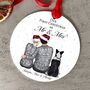 Personalised Our First Christmas As Mr And Mrs Acrylic Bauble – Custom Couple And Pets Decoration, thumbnail 1 of 10