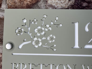 Personalised Blossom Design House Acrylic Number Sign, 4 of 6