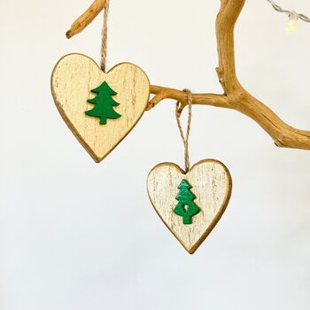 Gold Painted Heart Christmas Tree Decoration, 3 of 4