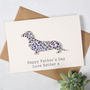 Personalised Father's Day Liberty Sausage Dog Card, thumbnail 2 of 4