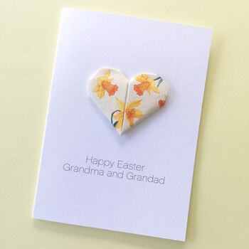 Personalised Happy Easter Origami Daffodil Heart Card, 2 of 6