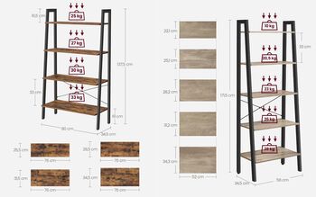 Industrial Ladder Shelf Bookshelf Storage Unit, 11 of 12