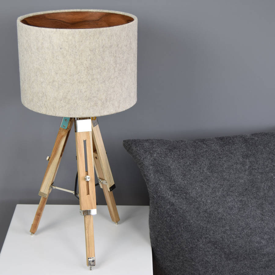 Natural Wool Felt Lampshade With Choice Of Wood Lining By Quirk