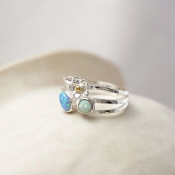 Handmade Two Tone Opal Flower Ring, 3 of 8