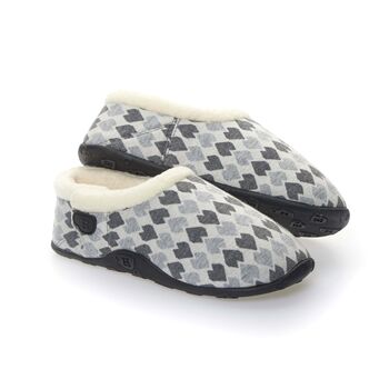 Millie Grey Heart Women's Slippers Indoor/Garden Shoes, 2 of 9