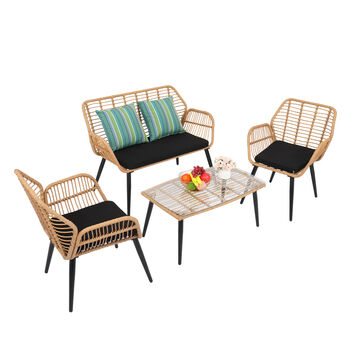 Outdoor Wicker Rattan Chair Patio Furniture Set, 3 of 12