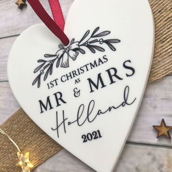 Personalised 1st Christmas As Mr And Mrs Decoration, 2 of 3