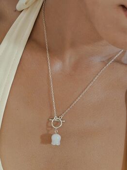 Silver White Jade Lily Of The Valley Toggle Necklace, 3 of 12