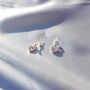 Sterling Silver Pink Crystal Heart Earrings, thumbnail 1 of 3