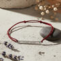 Personalised Coordinates Bracelet In Gold Or Silver On Silk Cord – Meaningful Gift For Him Or Her, thumbnail 2 of 9