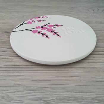 Personalised Cherry Blossom Clay Coaster, 4 of 5