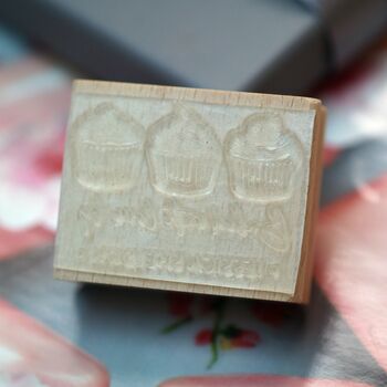 Baked With Love Cupcakes Personalised Rubber Stamp, 5 of 5