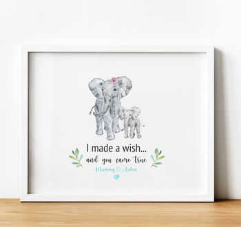 Personalised New Baby Adoption Gift Elephant Print, 2 of 3