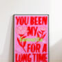 Favourite Lyric Art Print – Neon And Pink, Handwritten Typography With Flowers, thumbnail 5 of 6