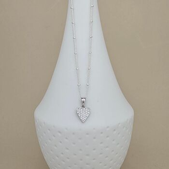 Personalised Silver Ball Chain Necklace With Cz Heart, 3 of 5