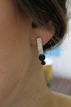 Textured Silver And Lapis Earrings, 2 of 2