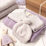Luxury Baby Girl Purple And Grey Knitted Gift Box, thumbnail 1 of 12