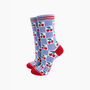 Cherry Checkerboard Bamboo Socks In Blue, thumbnail 1 of 4