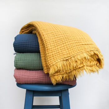 Soft Cotton Muslin Throw Blanket, Cotton Anniversary Gift, 12 of 12