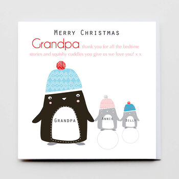 Personalised Merry Christmas Family Penguin Card, 3 of 3